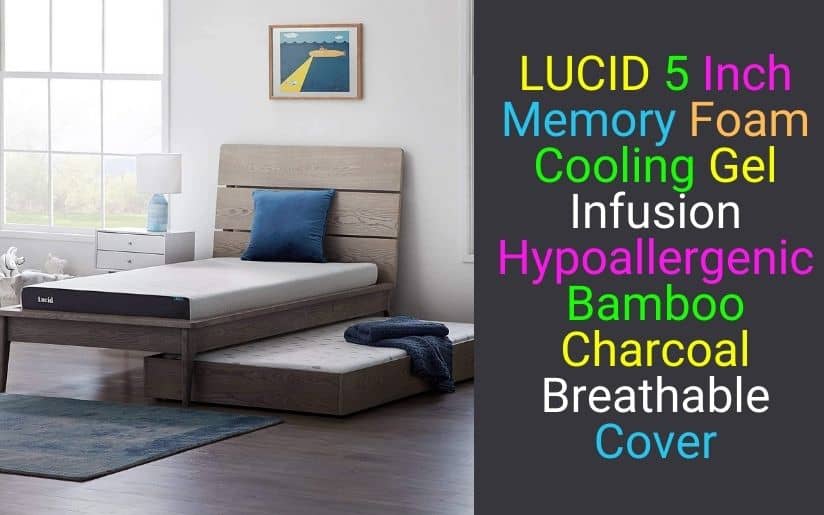 LUCID 5 Inch Memory Foam Cooling Gel Hypoallergenic Breathable Mattress